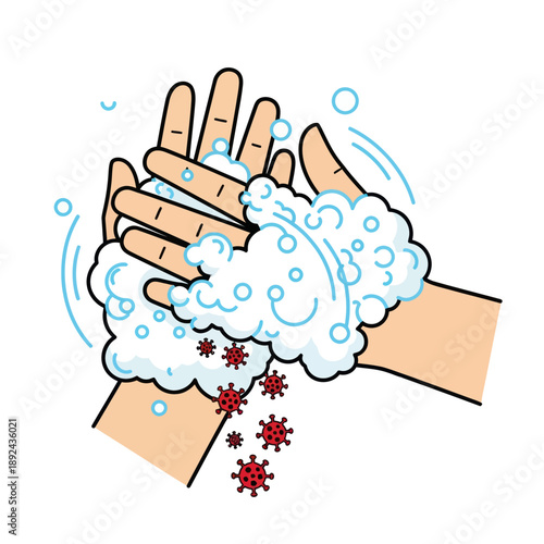 Hands Washing with Soap and Water.