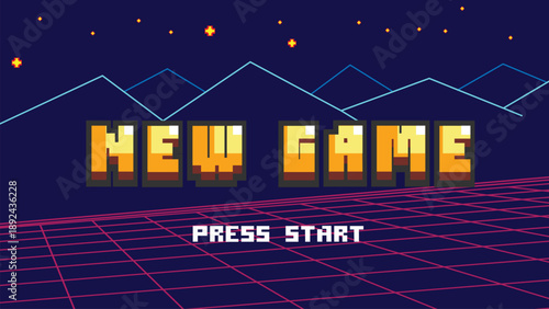 New game pixel art .8 bit game.retro game. for game assets in vector illustrations.