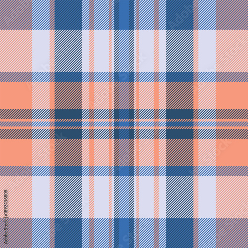 Fold fabric check texture, creative background pattern plaid. Tablecloth textile tartan vector seamless in blue and light colors.