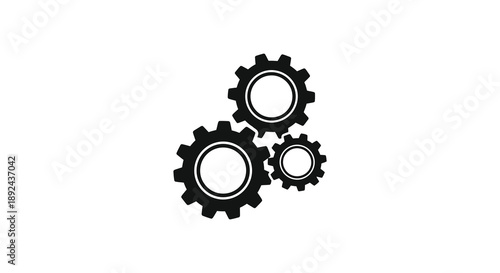 A minimalist depiction of interconnected black gears against a white background showcasing mechanical precision a silhouette
