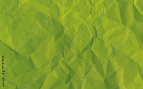 Light Green crumpled paper isolated on transparent background, green crumpled paper creates an abstract background suitable for creative design
