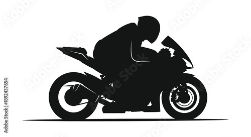 A dynamic depiction of a motorcyclist leaning into a turn showcasing speed and agility a striking silhouette