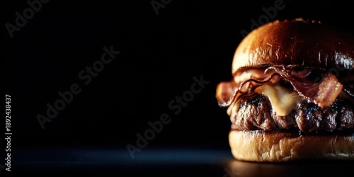 Delicious gourmet burger on a dark background
