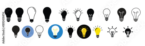 Bulb light vector icons set. lamp icon. Lighting Electric lamp illustration symbol.