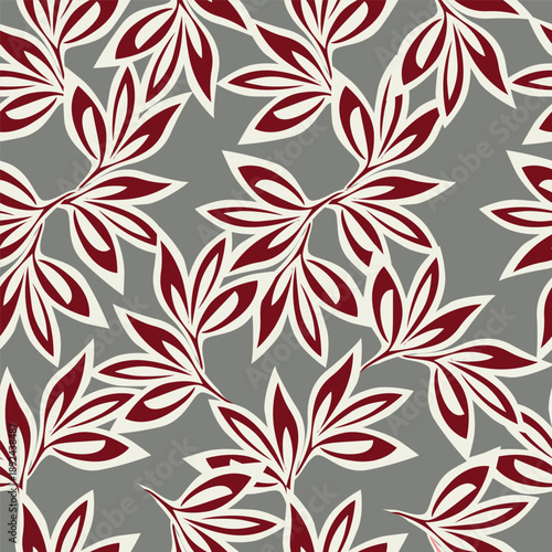 Seamless floral pattern, old fashion folk ornament with flowers branches. Cute botanical design, simple flower print: small hand drawn flowers branches arranged in a diagonal line. Vector pattern