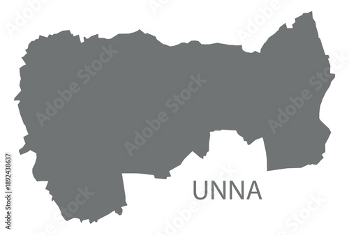 Unna city map with boroughs grey illustration silhouette shape