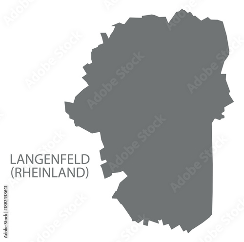 Langenfeld (Rheinland) city map with boroughs grey illustration silhouette shape