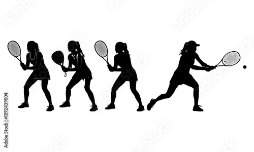 Dynamic padel player and racket sport silhouettes – vector set for athletic action