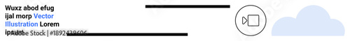 Digital storage, file sharing, media management, communication, cloud computing, virtual services. A cloud icon, video symbol and placeholder text. Cloud computing and media management concept