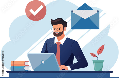 A teacher reporting a suspicious email to school IT for investigation and cyber incident response, vector illustration.