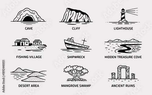 Coastal and Natural Wonders: A collection of various landmark designs. Embodying serenity, tranquility and peace with the beautiful landmark pictures.