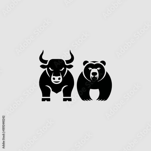 Market Metaphors: A striking visual representation of financial forces, where a powerful bull and a formidable bear stand side by side.