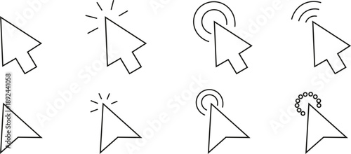 Click icon set pointer arrow icon cursor Mouse Cursor Icons Pack Click Pointer Interaction Vector Set