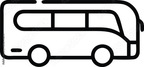 Vector bus icon illustration of a modern transport vehicle for delivery and travel design isolated on white background with traffic signs and automobile symbols