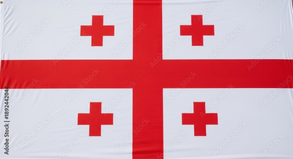 Obraz premium Georgian national flag featuring a large red cross and four smaller crosses