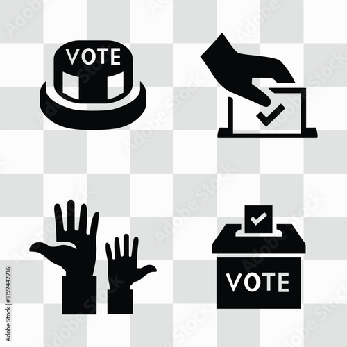 Silhouette Voting and Election Process Icons Vector Set