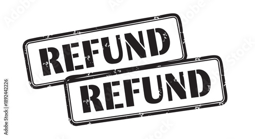 Repeated refund stamp isolated on transparent background