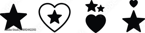 Minimalist love and star icons set