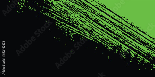 Abstract Green Neon Grunge Texture on Black Background