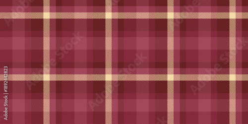 Stitched tartan fabric plaid, internet seamless textile check. Front pattern background vector texture in red and amber colors.