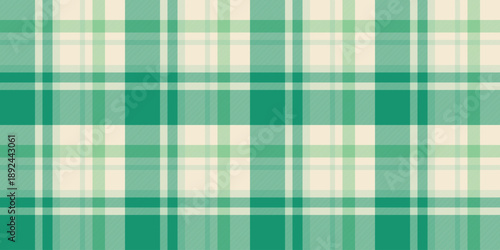 Picnic blanket seamless vector textile, business background check texture. Manufacturing pattern plaid tartan fabric in light and teal colors.