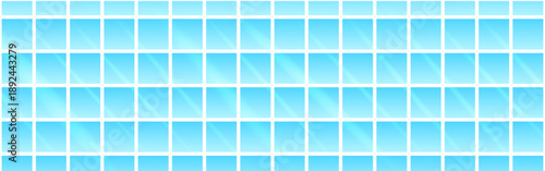 Blue mosaic tiles create seamless pool patterns with ceramic squares forming geometric water-inspired designs for swimming areas and bathroom interiors. Vector illustration.