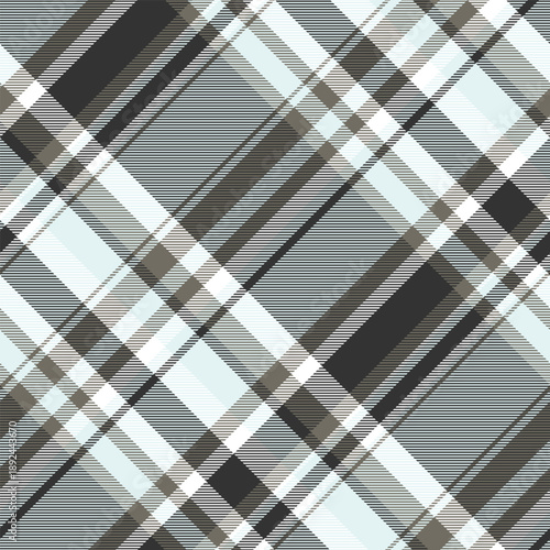 Minimalist tartan plaid fabric, up vector texture pattern. Small seamless textile background check in white and grey colors.