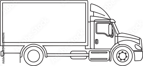 silhouette of clean vector of AshRoute Silhouette Truck isolated on white background