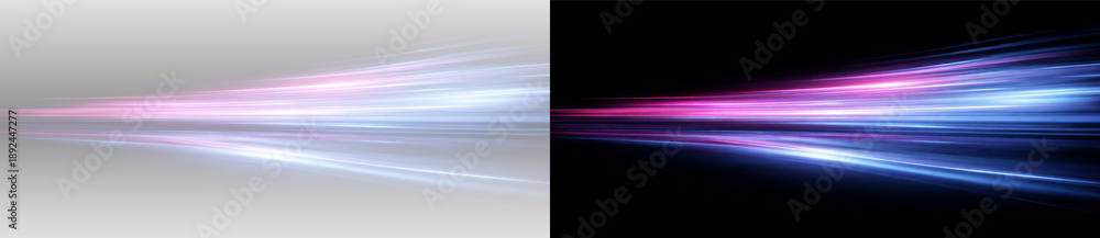 Naklejka premium Colorful futuristic light streaks with glowing energy flow motion lines and sci fi abstract vector effect on transparent background 
