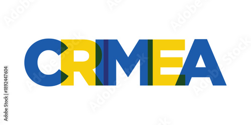 Crimea in the Ukraine emblem. The design features a geometric style, vector illustration with bold typography in a modern font. The graphic slogan lettering.