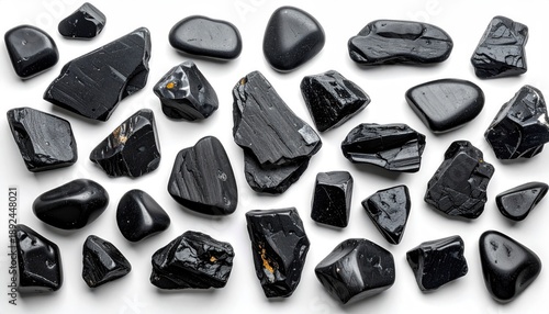 Wallpaper Mural Group of polished black stones against a stark white backdrop Torontodigital.ca