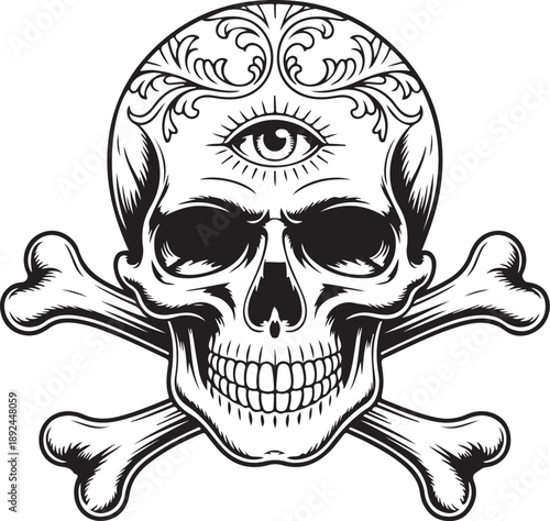 Mystic Skull Tattoo Design Art