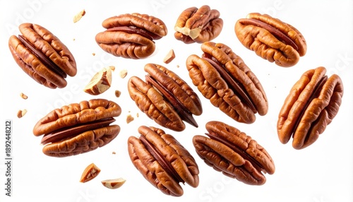 Wallpaper Mural Isolated pecan halves and fragments against a white background Torontodigital.ca