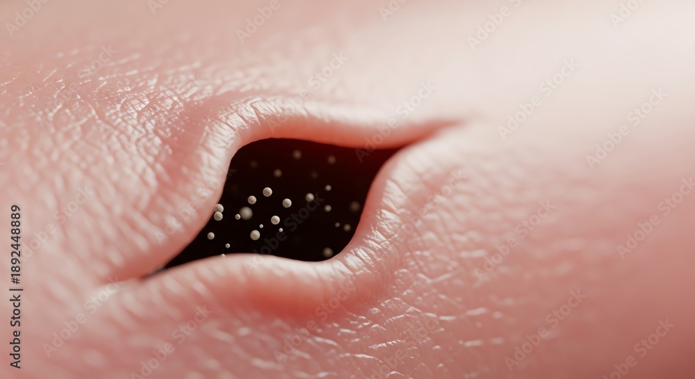Fototapeta premium Skin pore closeup with dark interior