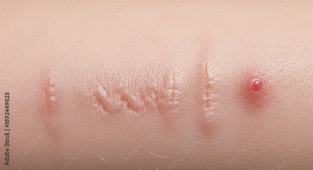 Fototapeta premium Skin with scratches and pimple