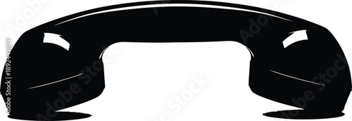 Vector Illustration of Black retro telephone receiver silhouette on white background