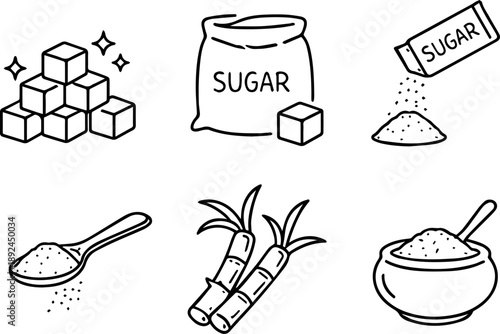 Sugar and Sweetener Outline Icons
