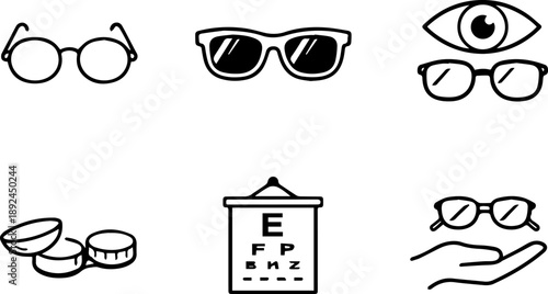 Glasses and Eye Care Line Icons