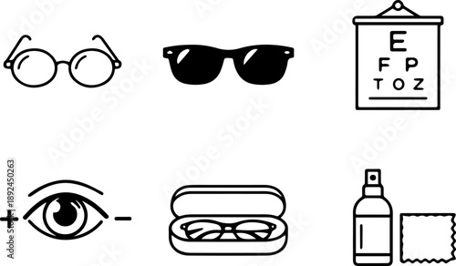 Glasses and Eye Care Line Icons. Vector