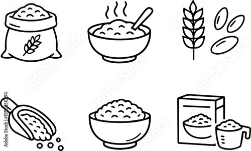 Cereal and Grain Food Icons. Vector
