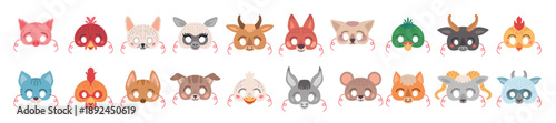 Set of animals face vector illustration