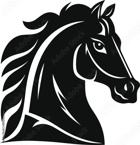 Abstract floral design with sweeping lines on transparent background Horse silhouette