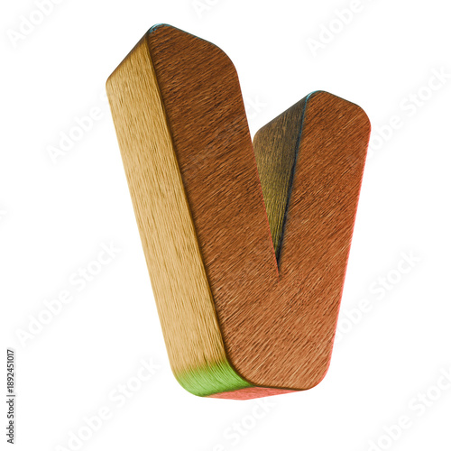 V Wooden Alphabet Letter Carved Wood Character Graphic