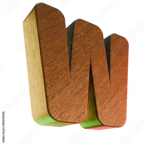 W Wooden Alphabet Letter Carved Wood Character Graphic