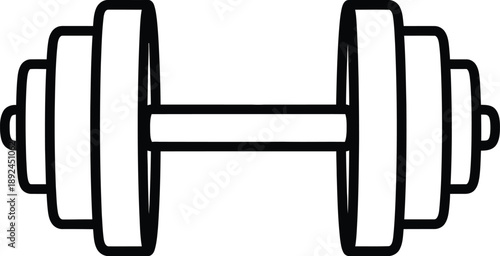 Vector Illustration of Simple black and white dumbbell illustration for fitness and exercise