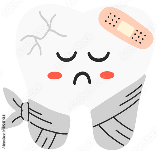 Injured Tooth Cartoon Vector Illustration