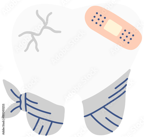 Stylized Injured Tooth Vector Illustration