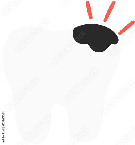 Stylized Tooth with Cavity Vector Illustration