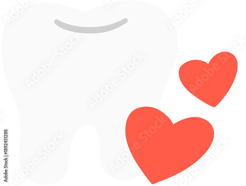 Stylized Tooth with Hearts Vector Illustration