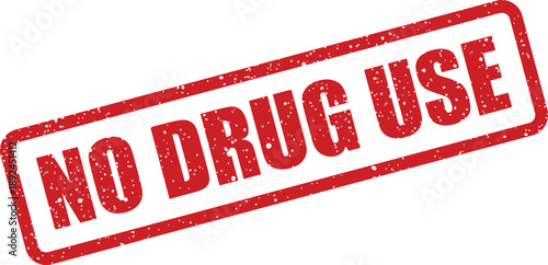 Bold red distressed stamp delivering a strict policy message regarding no drug use allowed